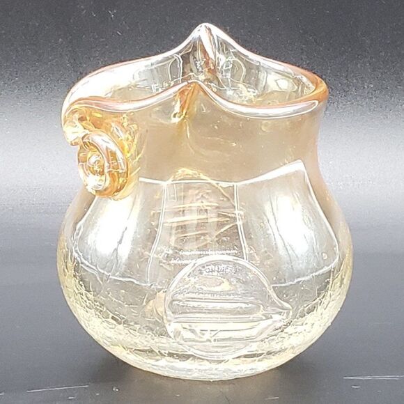 Amber Clear Owl Shaped Crackle Glass Votive Candle Holder - Picture 8 of 9